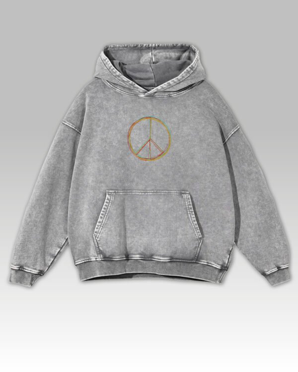 Bluza oversize z kapturem <br>Symbol pokoju <br>Haft, Efekt sprania